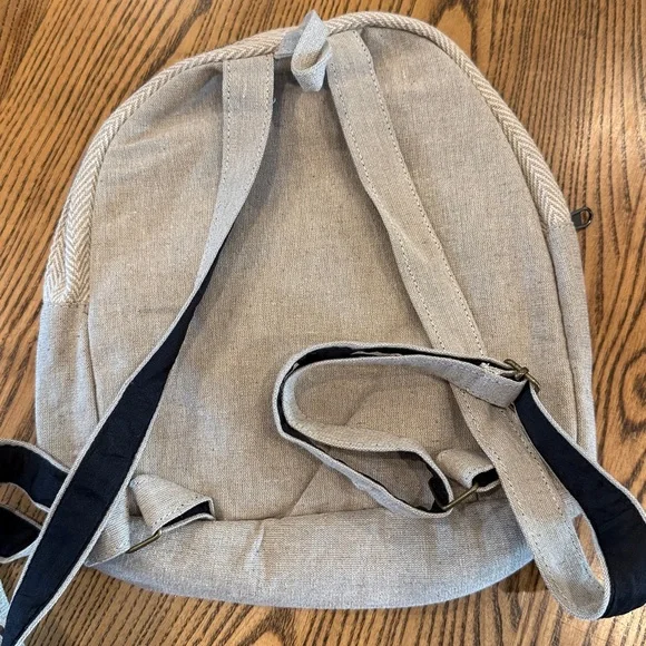 Mini Hemp Mushroom Backpack - 10" Handmade Cotton and Hemp Boho Bag from Nepal - Picture 10 of 11